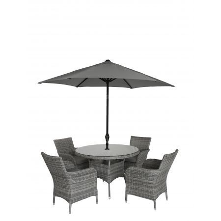 Monaco Stone 4 Seat Dining Set With 2.2m Parasol And Base - image 2
