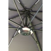 Parasol 3.3m Free Arm Grey Frame/Taupe Canopy with LED Lights & Bluetooth Speaker - image 3