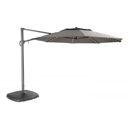 Parasol 3.3m Free Arm Grey Frame/Taupe Canopy with LED Lights & Bluetooth Speaker - image 1