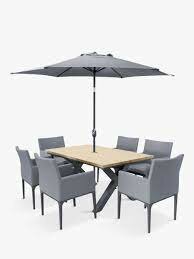 Stockholm 6 Seat Dining Set with Deluxe 3.0m Parasol